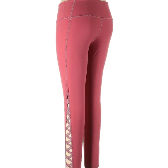 Victoria's Secret Coral High-Waisted Leggings Criss Cross Open Leg Size Large - Picture 4 of 5